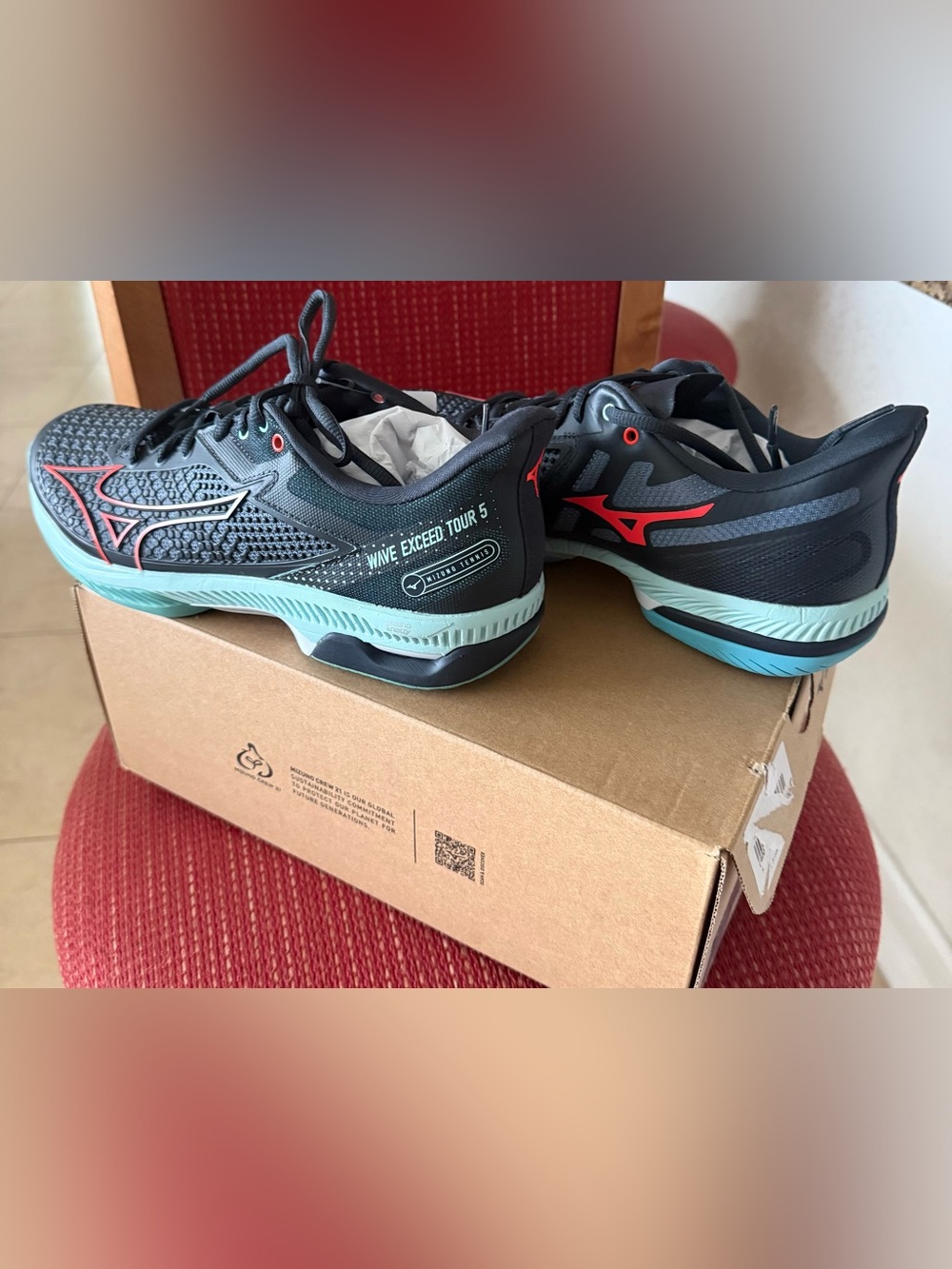 Mizuno Men’s Athletic Shoes - Black with Teal and Red Accents